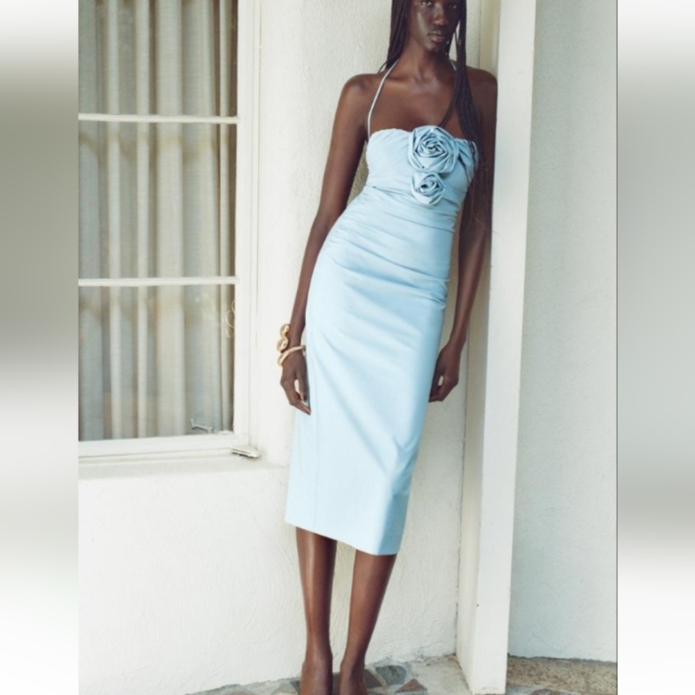 Zara Raise Floral Strapless Midi Dress
